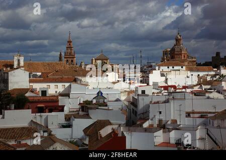 Spain, Andalusia, City Carmona in the province of Seville, view from Torre del Oro to the historic old city Stock Photo