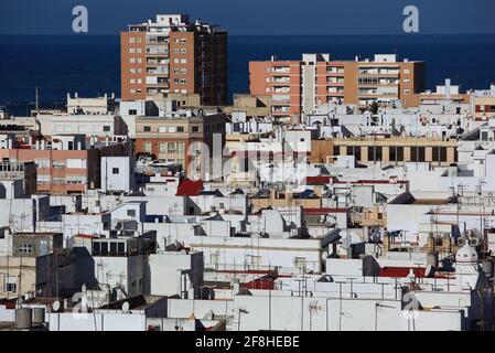 Spain, Andalucia, Cadiz, panoramic view from the Torre Tavira to the old town Stock Photo