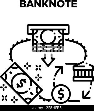 Banknote Money Vector Black Illustration Stock Vector