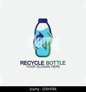 Recycle plastic bottle logo icon vector illustration design.Bottle with recycle symbol. Plastic recycling symbol flat icon-vector illustration Stock Vector