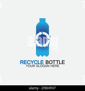 Recycle plastic bottle logo icon vector illustration design.Bottle with recycle symbol. Plastic recycling symbol flat icon-vector illustration Stock Vector