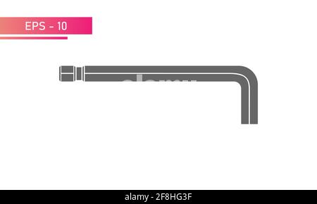 Hex key for the master. Solid design. On a white background. Flat vector illustration. Stock Vector