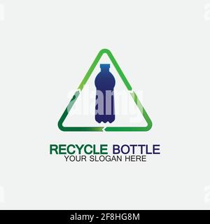 Recycle plastic bottle logo icon vector illustration design.Bottle with recycle symbol. Plastic recycling symbol flat icon-vector illustration Stock Vector