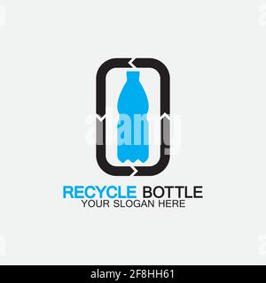 Recycle plastic bottle logo icon vector illustration design.Bottle with recycle symbol. Plastic recycling symbol flat icon-vector illustration Stock Vector
