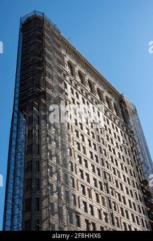 Flatiron Building under renovation, NYC, 2021 Stock Photo