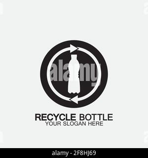 Recycle plastic bottle logo icon vector illustration design.Bottle with recycle symbol. Plastic recycling symbol flat icon-vector illustration Stock Vector