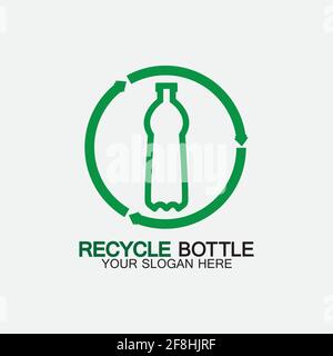 Recycle plastic bottle logo icon vector illustration design.Bottle with recycle symbol. Plastic recycling symbol flat icon-vector illustration Stock Vector