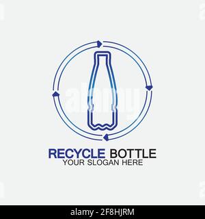 Recycle plastic bottle logo icon vector illustration design.Bottle with recycle symbol. Plastic recycling symbol flat icon-vector illustration Stock Vector