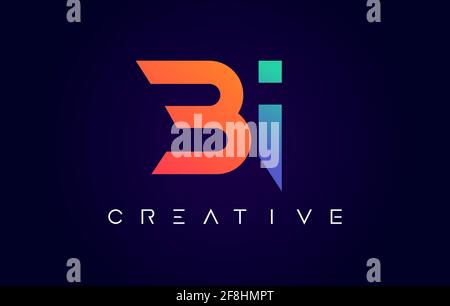 BI Logo Letter Design with Modern Creative Concept and Orange Blue Colors Vector Illustration Stock Vector