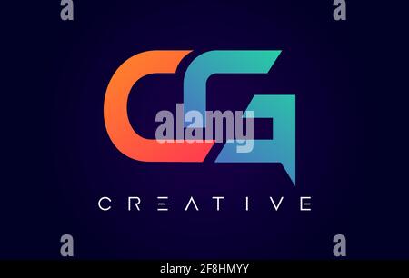 Creative blue letter CG c g logo with leading lines and road concept ...