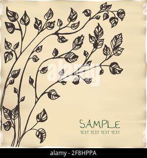 romantic tree invitation parchment card template Stock Vector