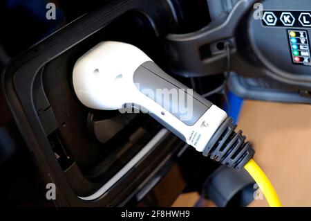 electric car charging plug and cable Stock Photo