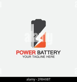 Power Battery Logo icon vector illustration Design Template.Battery Charging vector icon.Battery power and flash lightning bolt logo Stock Vector