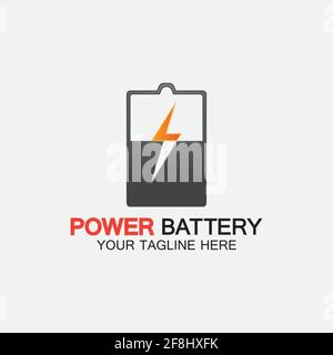 Power Battery Logo icon vector illustration Design Template.Battery Charging vector icon.Battery power and flash lightning bolt logo Stock Vector