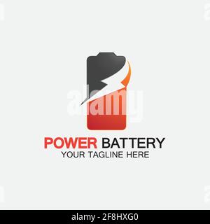 Power Battery Logo icon vector illustration Design Template.Battery Charging vector icon.Battery power and flash lightning bolt logo Stock Vector