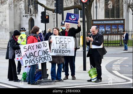 London. UK. 14/04/2021,  Anti Lockdown Protest, Parliament Square, Westminster, London. UK Credit: michael melia/Alamy Live News