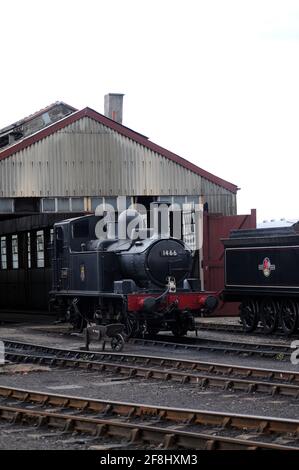 '1466' on shed at Didcot with the tender of '30120' on the right. Stock Photo