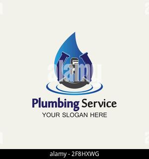 Plumbing Service Logo icon vector illustration design Template.Plumbing logo.Plumbing service icon logo creative vector illustrattion Stock Vector