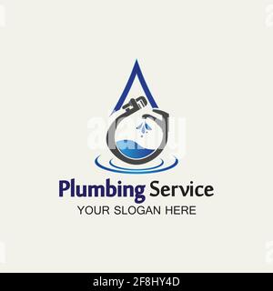 Plumbing Service Logo icon vector illustration design Template.Plumbing logo.Plumbing service icon logo creative vector illustrattion Stock Vector