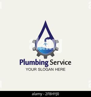 Plumbing Service Logo icon vector illustration design Template.Plumbing logo.Plumbing service icon logo creative vector illustrattion Stock Vector