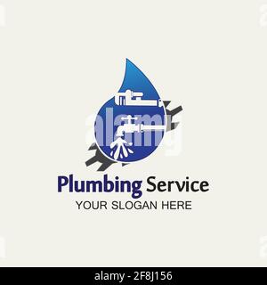 Plumbing Service Logo icon vector illustration design Template.Plumbing logo.Plumbing service icon logo creative vector illustrattion Stock Vector