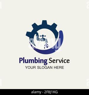 Plumbing Service Logo icon vector illustration design Template.Plumbing logo.Plumbing service icon logo creative vector illustrattion Stock Vector