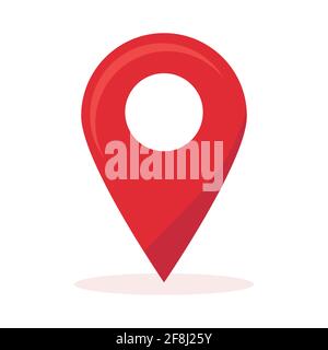 Abstract red geolocation icon on white background - Vector illustration Stock Vector