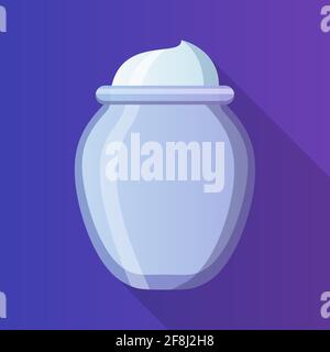 Natural yogurt in a glass jar. Isolated on blue background. Vector illustration. Stock Vector