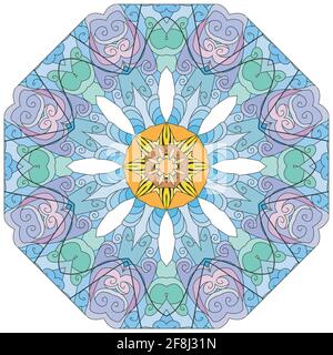 Decorative round ornaments. Unusual flower shape. Oriental vector, Anti-stress therapy patterns. Weave design elements. Yoga logos Vector. Stock Vector