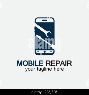 Mobile Phone Repair Logo.phone service logo, Rhone Repair, simple, concept, logo template - Vector Stock Vector