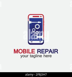 Mobile Phone Repair Logo.phone service logo, Rhone Repair, simple, concept, logo template - Vector Stock Vector