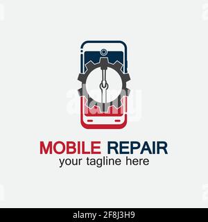 Mobile Phone Repair Logo.phone service logo, Rhone Repair, simple, concept, logo template - Vector Stock Vector
