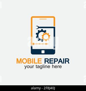 Mobile Phone Repair Logo.phone service logo, Rhone Repair, simple, concept, logo template - Vector Stock Vector