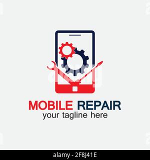Mobile Phone Repair Logo.phone service logo, Rhone Repair, simple, concept, logo template - Vector Stock Vector