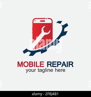 Mobile Phone Repair Logo.phone service logo, Rhone Repair, simple, concept, logo template - Vector Stock Vector