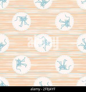 Cute crayon cat scribble kid doodle background. Hand drawn earthy whimsical motif seamless pattern. Naive simple character cartoon for minimal baby Stock Vector