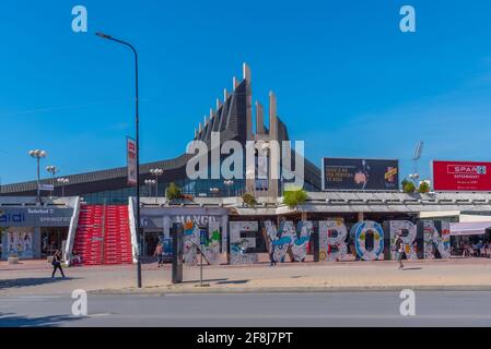 PRISHTINA, KOSOVO, SEPTEMBER 17, 2019: Newborn monument in Prishtina, Kosovo Stock Photo