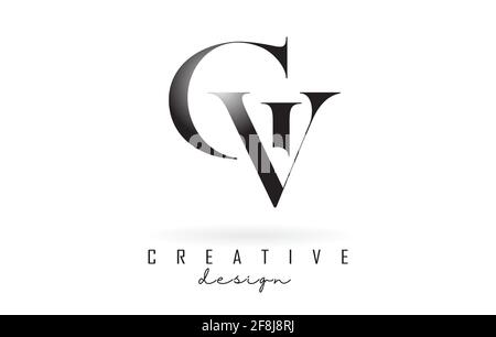 GV Letter Logo Design with Serif Font. GV Icon Logo with united ...
