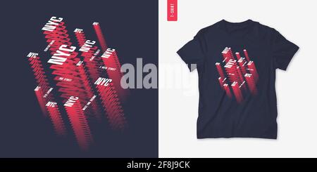 NYC. Graphic mens isometric t-shirt design, poster, typography. Vector illustration Stock Vector