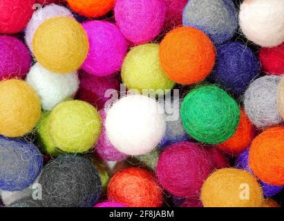 felt balls for sale as christmas ornaments Stock Photo