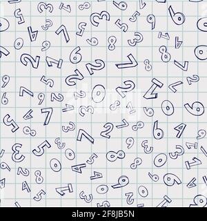 Numbers. Seamless vector wallpaper hand draw Stock Vector