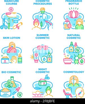 Cosmetic Procedures Set Icons Vector Illustrations Stock Vector