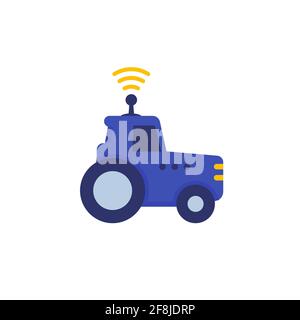 autonomous tractor, agrimotor icon, flat vector Stock Vector