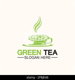 Tea cup logo vector design.Green tea vector logo template. Stock Vector
