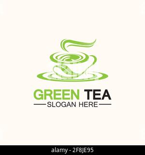 Tea cup logo vector design.Green tea vector logo template. Stock Vector