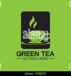 Tea cup logo vector design.Green tea vector logo template. Stock Vector