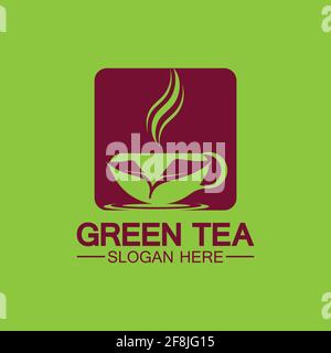 Tea cup logo vector design.Green tea vector logo template. Stock Vector