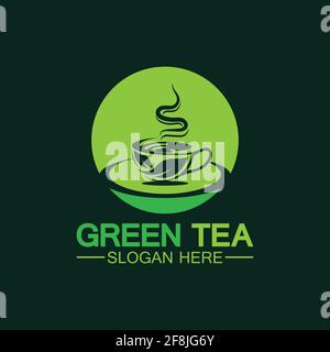 Tea cup logo vector design.Green tea vector logo template. Stock Vector