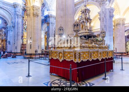 SEVILLA, SPAIN, JUNE 25, 2019: Interior of the el divino salvador church in Sevilla, Spain Stock Photo