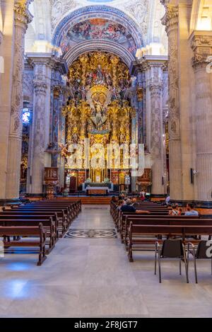 SEVILLA, SPAIN, JUNE 25, 2019: Interior of the el divino salvador church in Sevilla, Spain Stock Photo